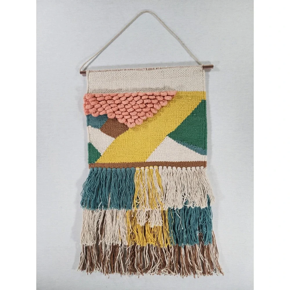 Primitives By Kathy Romance Wall Hanging Geometric Textured Eclectic Fringe Art